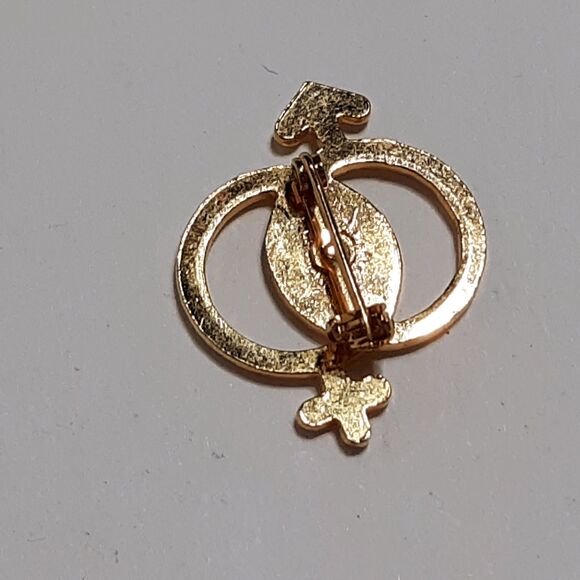 Male Female Gender Gold Tone Pin Baby Birth Collectible Lapel Pinback Pronouns - Picture 2 of 4